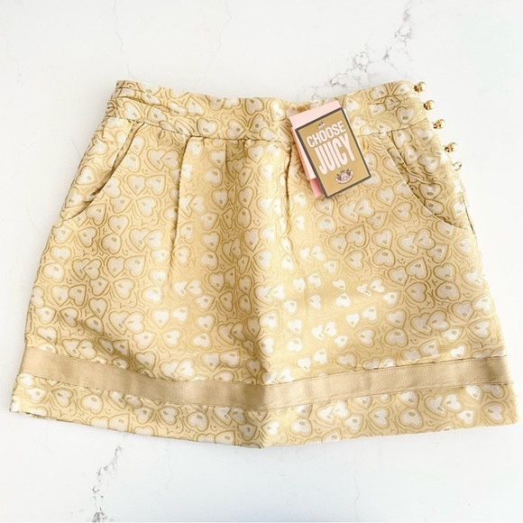 Juicy Couture Other - Juicy Couture Girls Skirt Gold Heart Brocade + Pockets 10 NWT